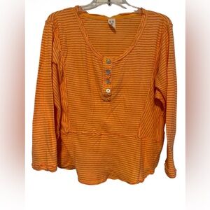 We the free Orange Striped Women's Top oversized size XS